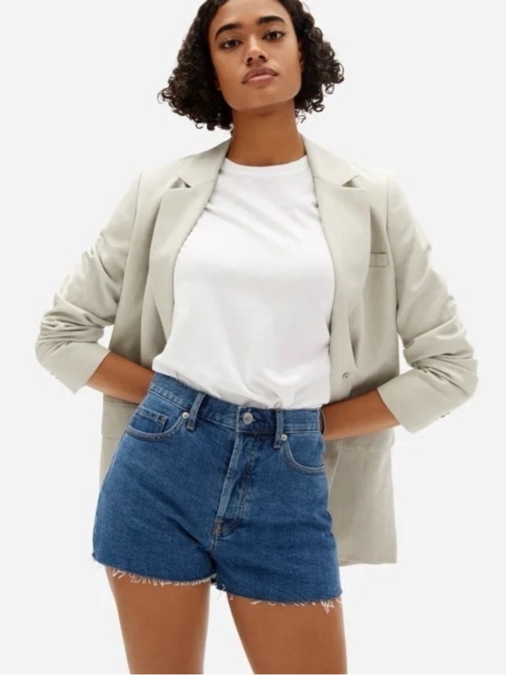Everlane Cheeky Short High-Rise Raw Hem Denim